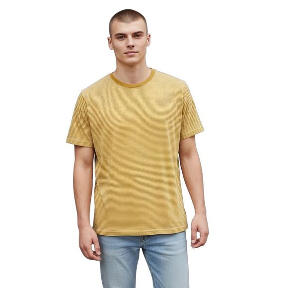 Bonobos Men's Striped Tee Size Medium Slim Fit Short Sleeve Yellow/white - Picture 1 of 7